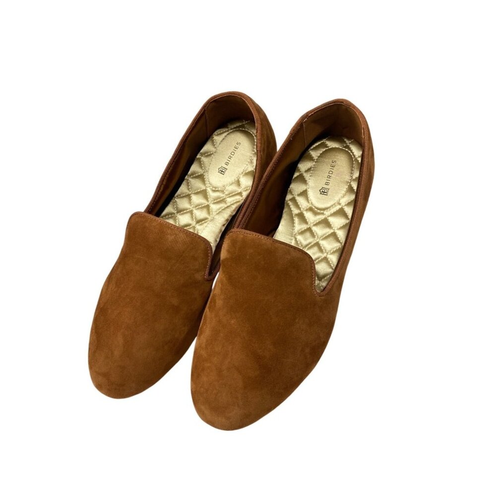 Birdies Starling Classic Suede Smoking Slipper Flat Shoes Camel Womens SZ 9.5